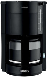 Krups F30908 ProAroma Espressomaschine mit Filter und Glaskaraffe, Fassungsvermögen 1,25 l, 10-15 Tassen, 1050 W, schwarz