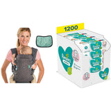 Pampers Sensitive Flip Advanced 4-in-1-Babytrage mit Lätzchen und Tüchern, 1200 Tücher (15 x 80) für empfindliche Babyhaut, dermatologisch getestet, Essentials für Neugeborene