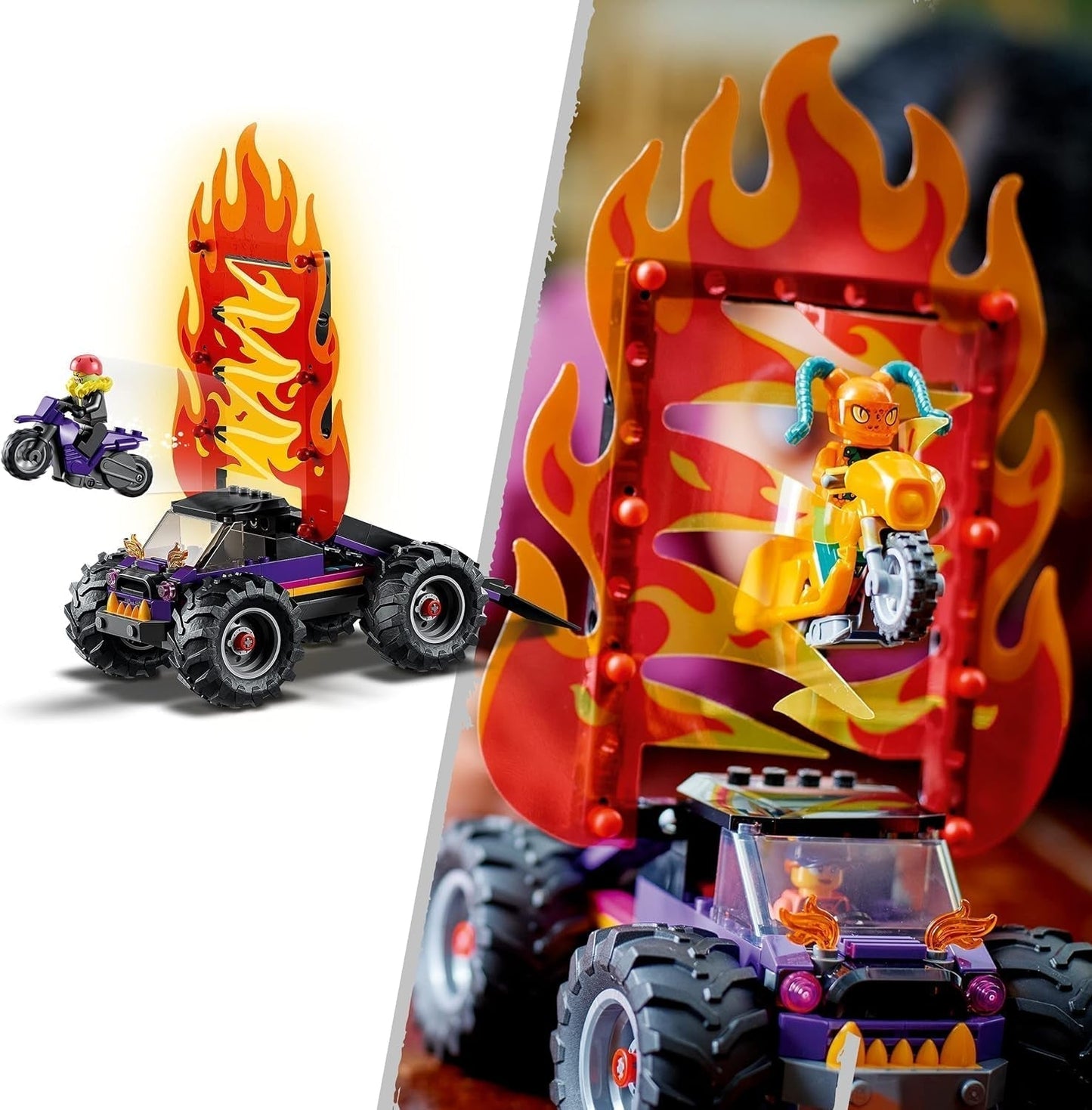 LEGO 60339 City Stuntz Stuntz Show Doppellooping-Set, inkl. Rampe, Monstertruck, 2X Motorrad und 7 Minifiguren, Spielzeug für Kinder ab 7 Jahren Bausets Besuche den LEGO-Store