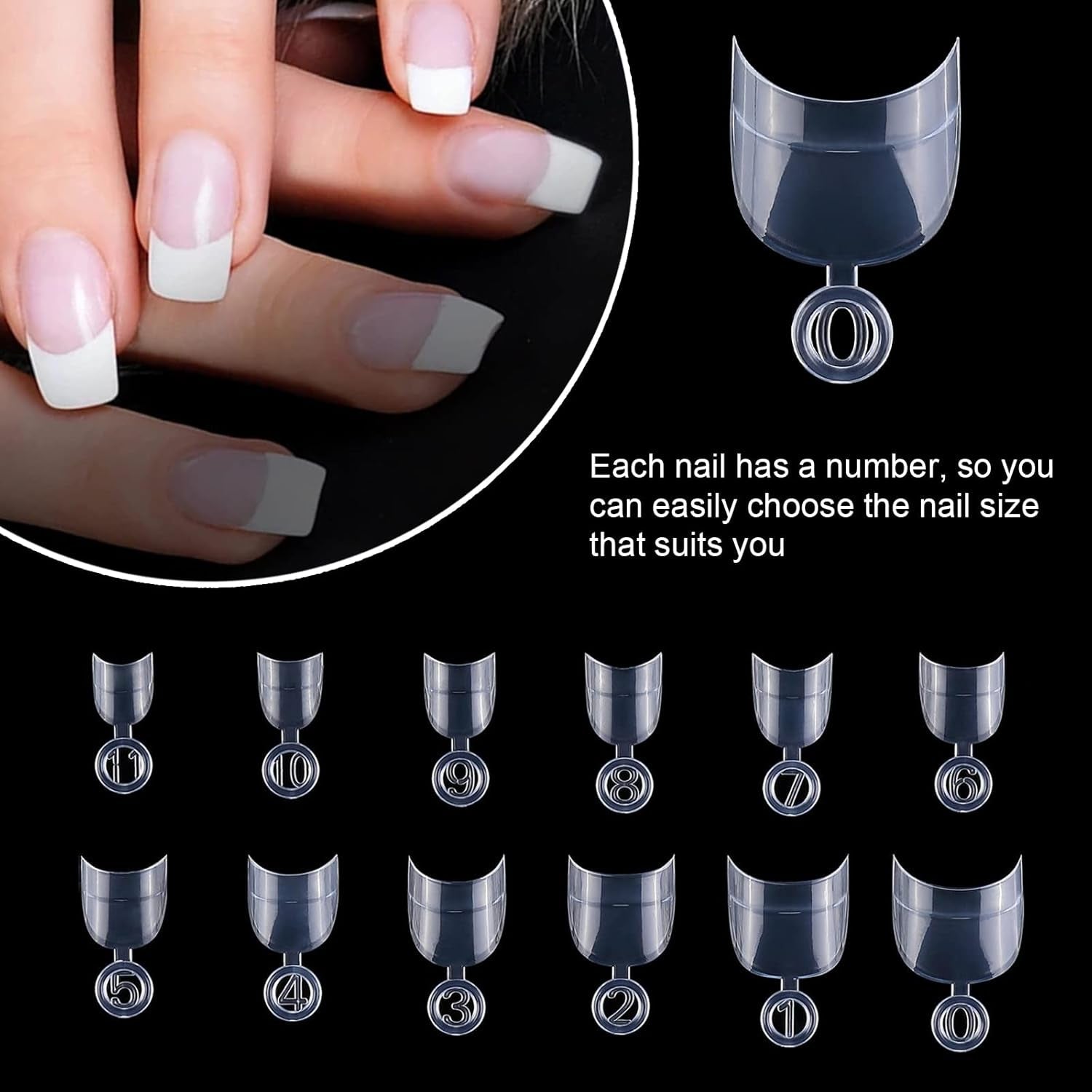 600 Stück ovale kurze künstliche Nägel, 12 Größen, halbe Abdeckung, Acryl, künstliche Nagelspitzen, künstliche Nägel für Maniküre, Frauen, Salon, DIY (transparent)