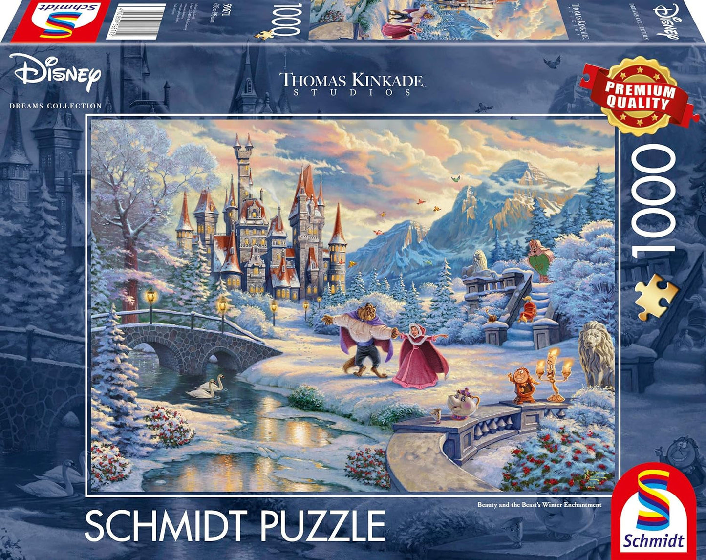 Schmidt Spiele 59671 Thomas Kinkade Disney Die Schöne und das Biest Magischer Winterabend 1000 Teile Puzzle Naty Shop Einzelstück