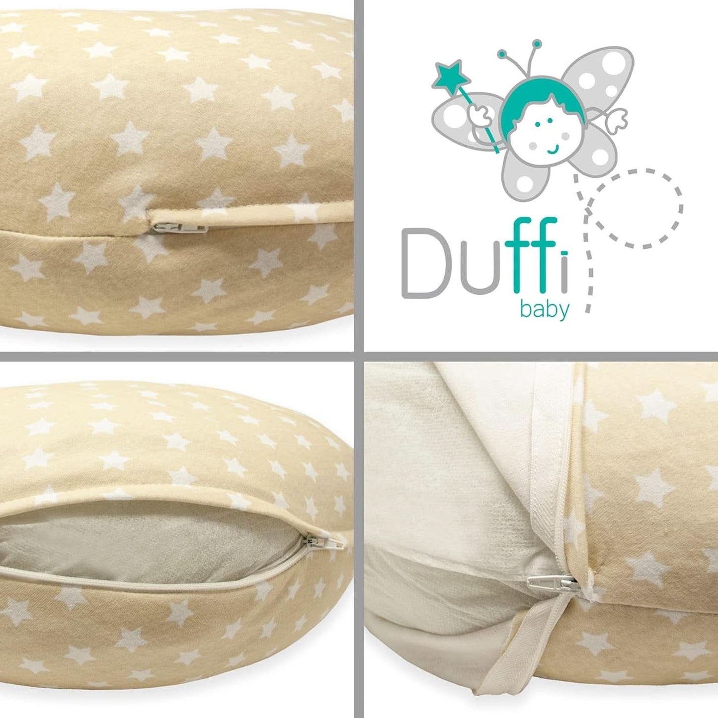 Stillkissen für Neugeborene, XL, Bezug aus 100 % Baumwolle, abnehmbar und waschbar, Füllung aus Polyester, Sternmotiv. Zubehör Essen und Stillen Bebe Naty Shop