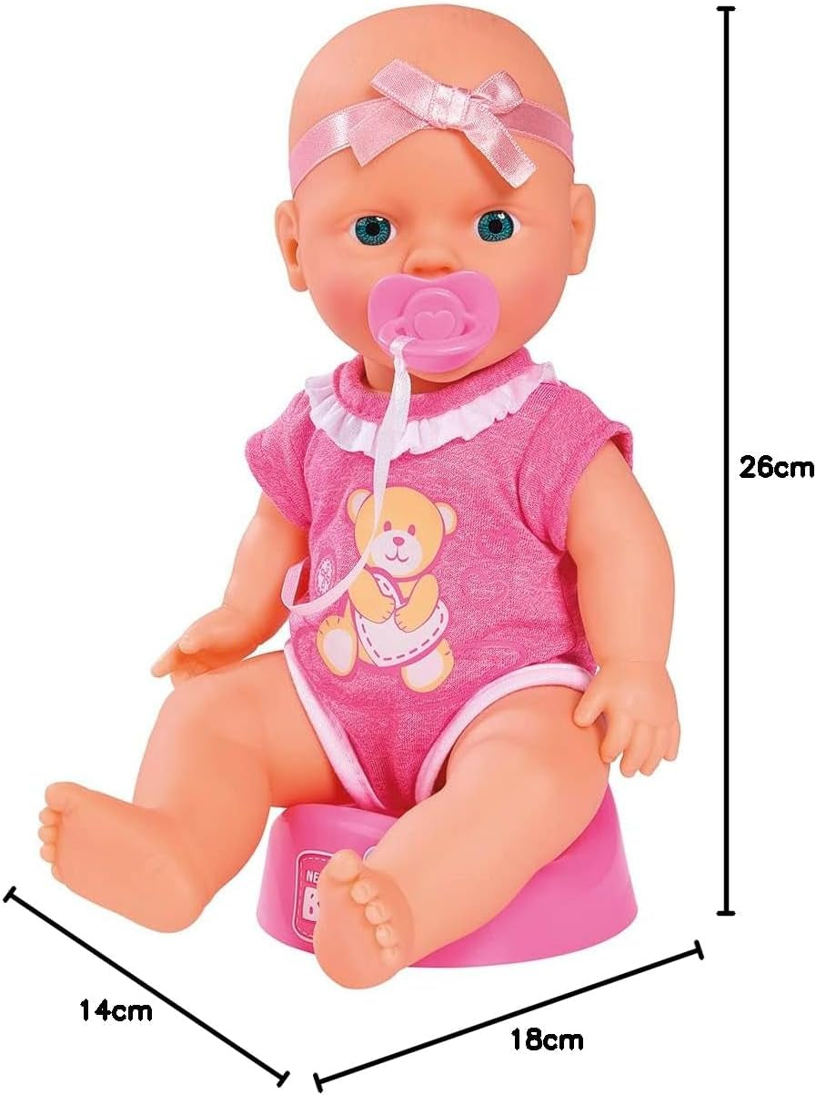 Simba 105030069 – New Born Baby Doll, Vinylpuppe mit Trink- und Fütterfunktion, mit Geburtsurkunde und Zubehör, 4 Teile, 30 cm, Puppe, ab 3 Jahren Naty Shop Dolls