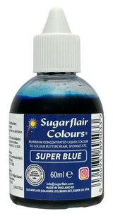 Flüssige Lebensmittelfarbe Super Blue von Sugarflair – Hochkonzentrierte Lebensmittelfarbe zum Färben von Zuckerpaste, Buttercreme, Zuckerguss, Makronen, Kuchendekorationen und mehr – 60 ml