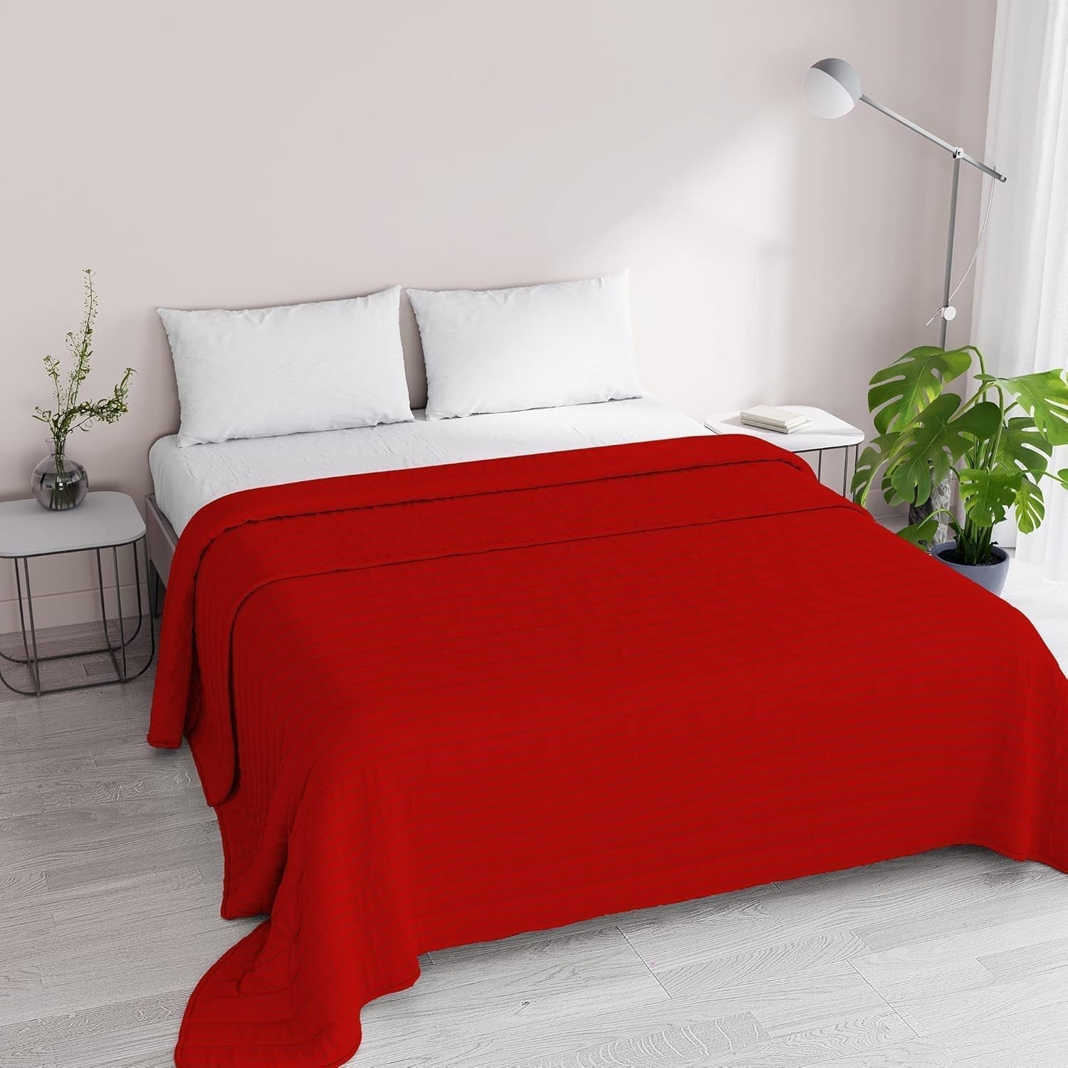 Sommerdecke Satinstreifen, Polyester, Creme, 260 x 250 cm Steppdecken und Steppdecken Naty Shop Rot 260 x 250 cm