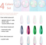 Chrom Nagel Pulver 4 Farben Irisierendes Aurora Pulver Metallic Spiegel Effekt Pigment Pearlescent Meerjungfrau Glitter Einhorn Glitter Für Gel Polish Nail Art Dekoration-Purpurgrüner Jadeit
