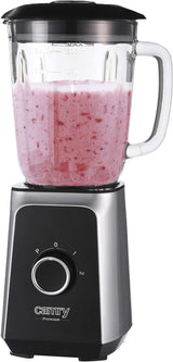 CR 4077 Standmixer Mit 1.5L Glasbehälter, Smoothie Maker, Hochleistungsmixer, Mahlung, Eis-Zerkleinerung, Pulsfunktion, Edelstahlklingen, 2 Geschwindigkeiten, 1000W, Schwarz/Silber Kitchen Naty Shop