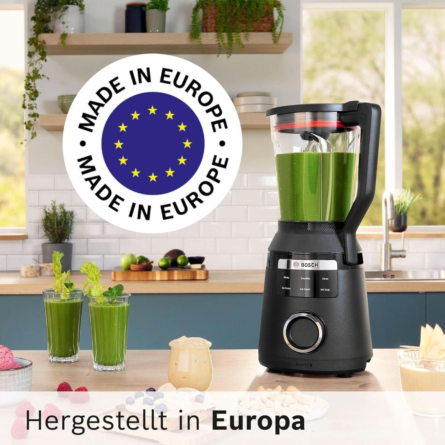 Highspeed-Standmixer Vitapower Serie 6 MMBD665B1, 45.000 U/Min, 6 Programme Inkl Heiße Suppe & Reinigung, 2 L Mixbehälter, Stopfer, Spülmaschinenfeste Teile, Made in Europe, 1800W, Schwarz Kitchen Naty Shop