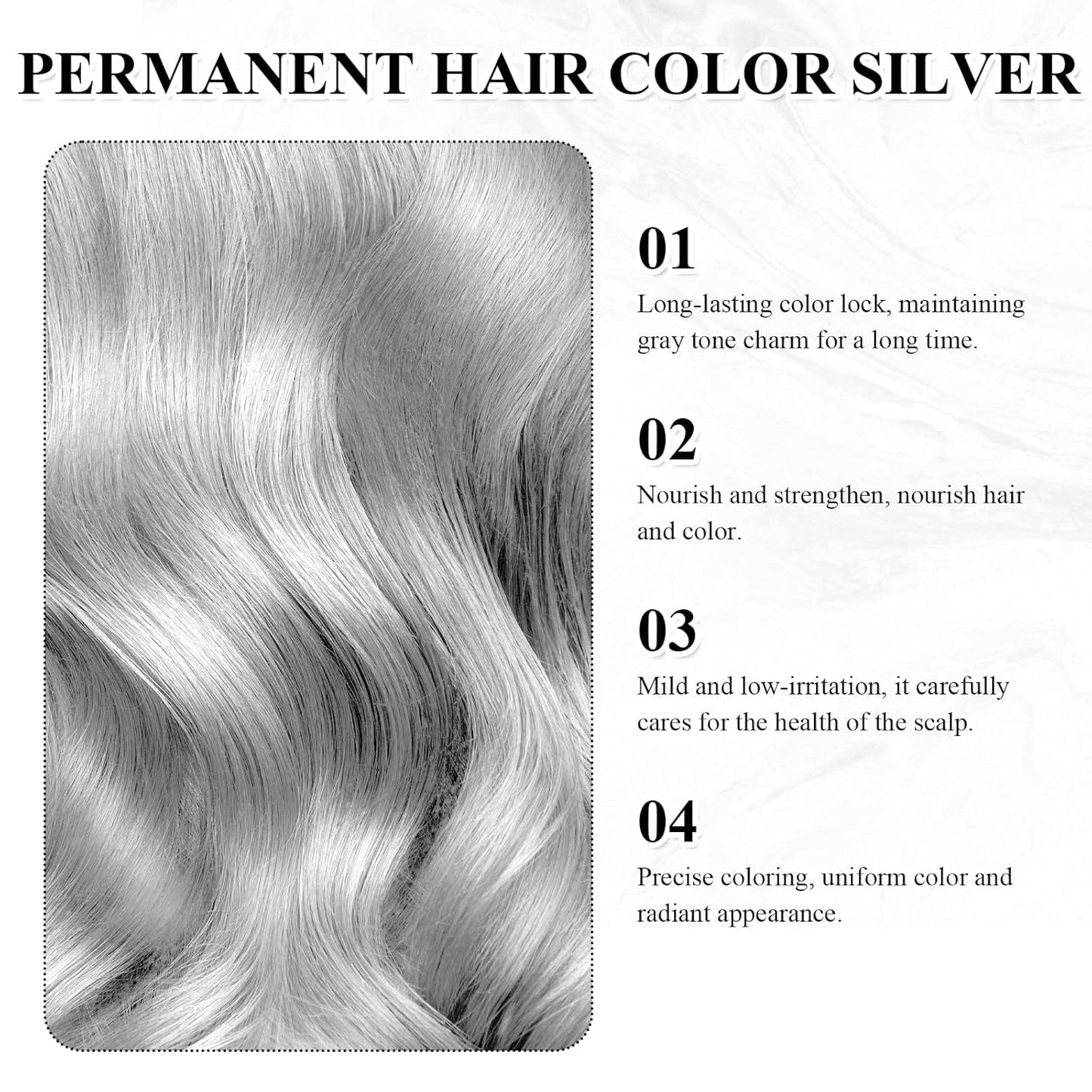 Haarfärbemittel Grau Silber Natürliche Haarfärbecreme für Silbergrau, Graue Haarfärbecreme Silbergrau, Silbergraue Naturhaarfärbecreme Graue Haarfärbemittel für alle Haartypen mit 1 Kopfhautmassagegerät (100 ml) Haarfärbemittel Naty Shop
