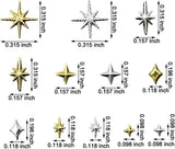 120 Stück gold-silberne Stern-Nagel-Charms, Stern-Y2K-Nägel, Metall-Stern-Nagel-Charms, verschiedene Größen, Nagelschrauben, Stern-Nageldesign, Nagelkunst, 3D-Stern-Charms, Nageldekoration, Nagel-Charms, Nagel-Zubehör