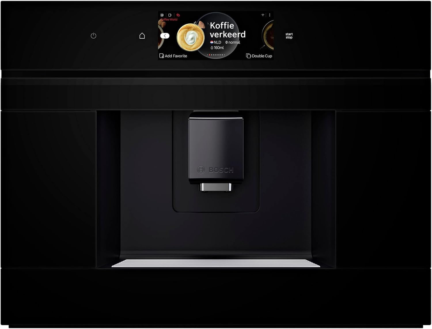 Bosch CTL7181B0, Serie 8 Intelligenter Einbau-Espressoautomat, 45,5 x 59,4 cm, TFT-Touchscreen, sehr leises Mahlwerk mit Keramikantrieb, AutoMilk Clean-Selbstreinigungsfunktion, 2,4 l Wassertank, Schwarz
