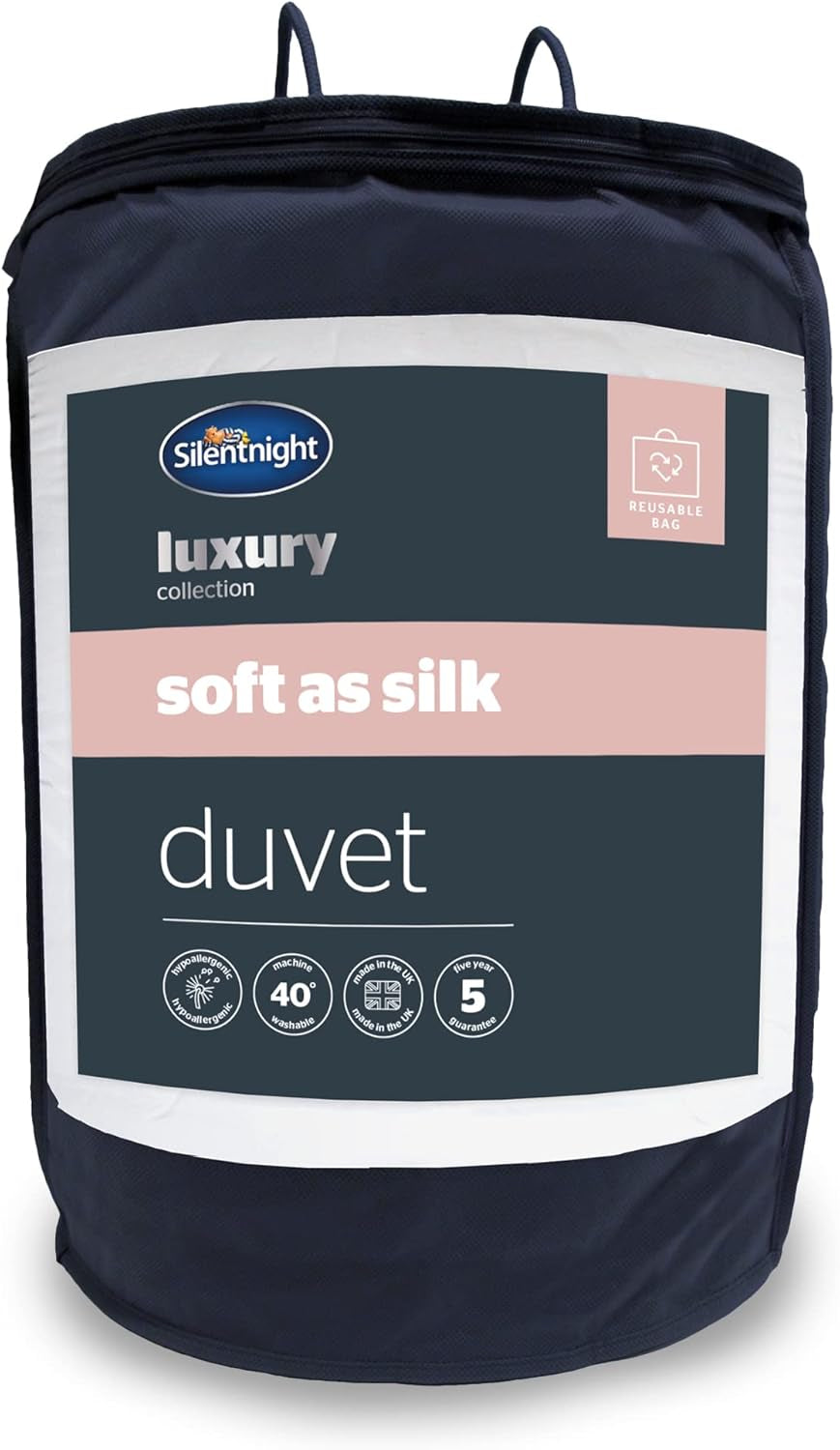 Bettdecke Silentnight Soft as Silk, 10,5 Tog, für Doppelbetten, weiß, Mikrofaser, weiß, King-Size-Bettdecken und Steppdecken Naty Shop 40X25X25 cm 13,5 Tog