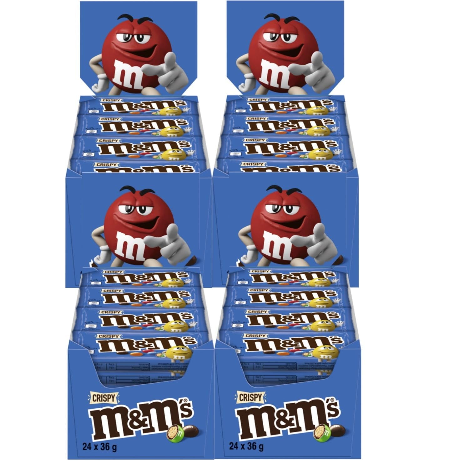 M&M's Erdnuss-Schokoladen-Großpackung, 24 x 45 g Schokoladen-Linsen mit Erdnussgeschmack, Schokoladengeschenk (1080 g), ideal als Leckerbissen zum Thema Fußball