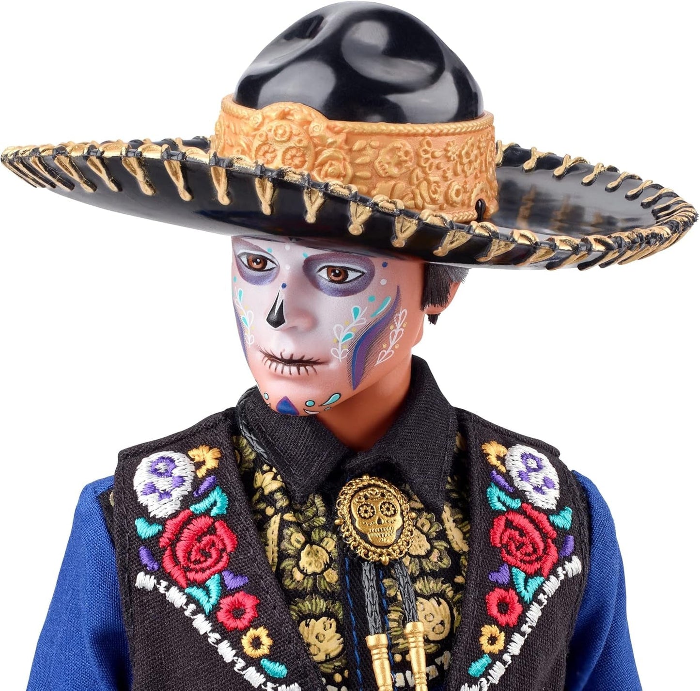 Ken Barbie 2022 Día De Muertos Puppe mit Hemd, Weste und Sombrero, Calavera-Gesichtsbemalung, Geschenk für Sammler