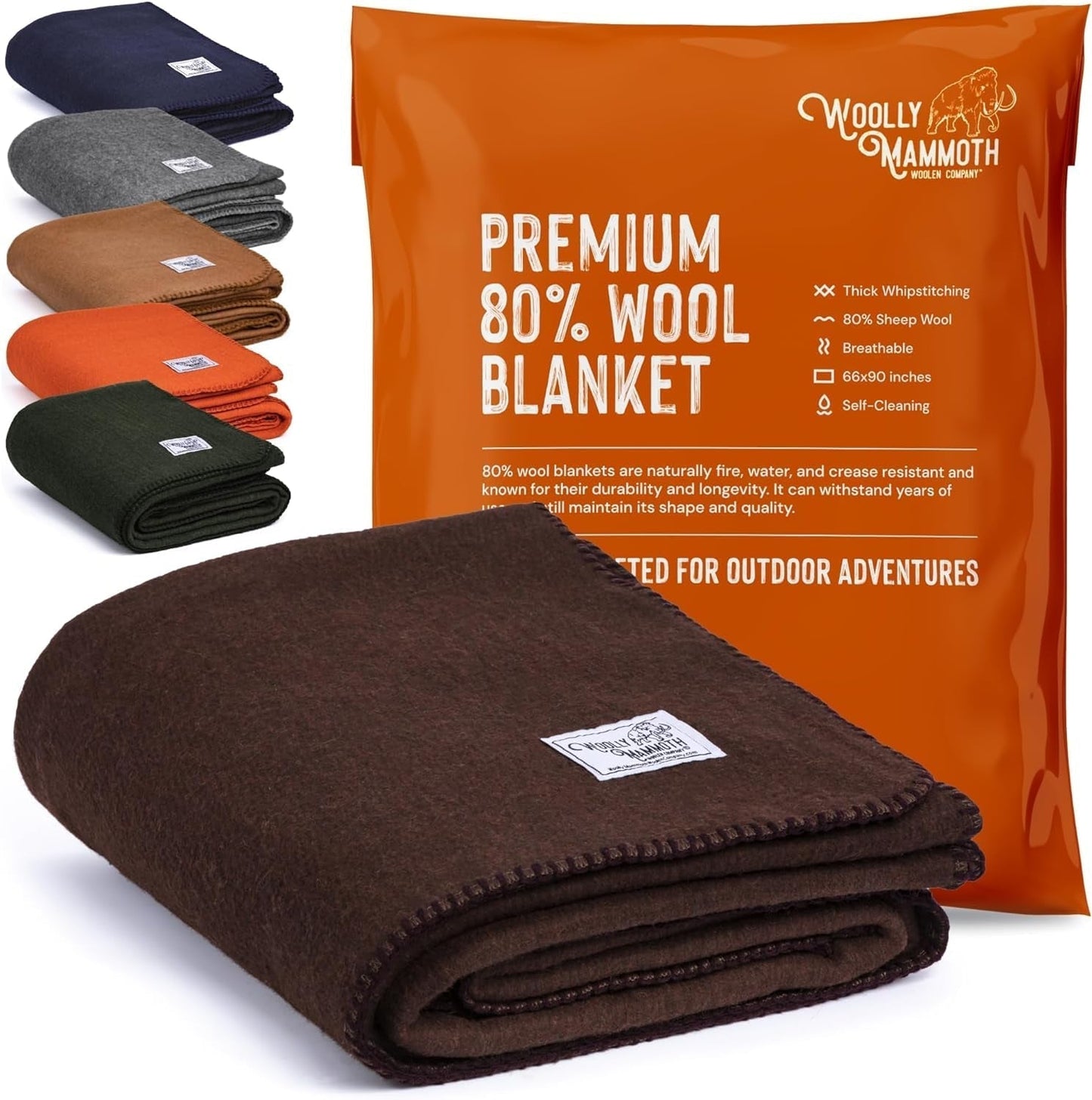Woolly Mammoth Woolen Co. Campingdecke, extra groß, Merinowolle, die perfekte Outdoor-Ausrüstung für Bushcraft, Camping, Trekking, Wandern, Überleben oder Hüttendecke. Braun, 168 x 228 Betten und Decken Woolly Mammoth Woollen Company Braun 167,6 x 228,6 cm
