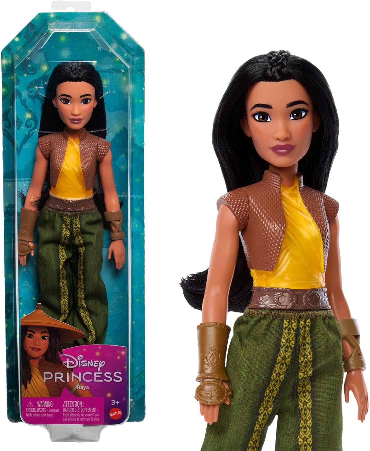 Mattel Disney Toy Raya bewegliche Puppe mit Kleidung und Accessoires, Disney-Film-inspiriertes Geschenk für Kinder HLX22