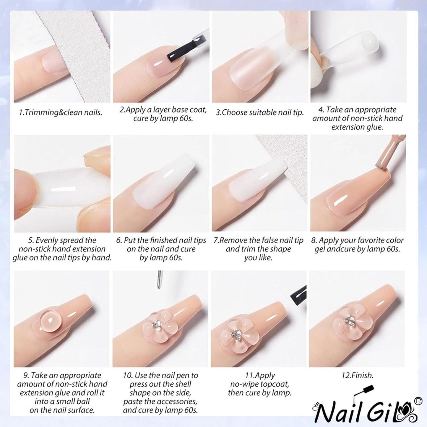 NAILGIL Fester Gel-Nagellack, Fester Gel-Nagelkleber, 3D-Nagelkunst-Skulptur mit Werkzeugset, DIY Home Salon, Transparent 15G
