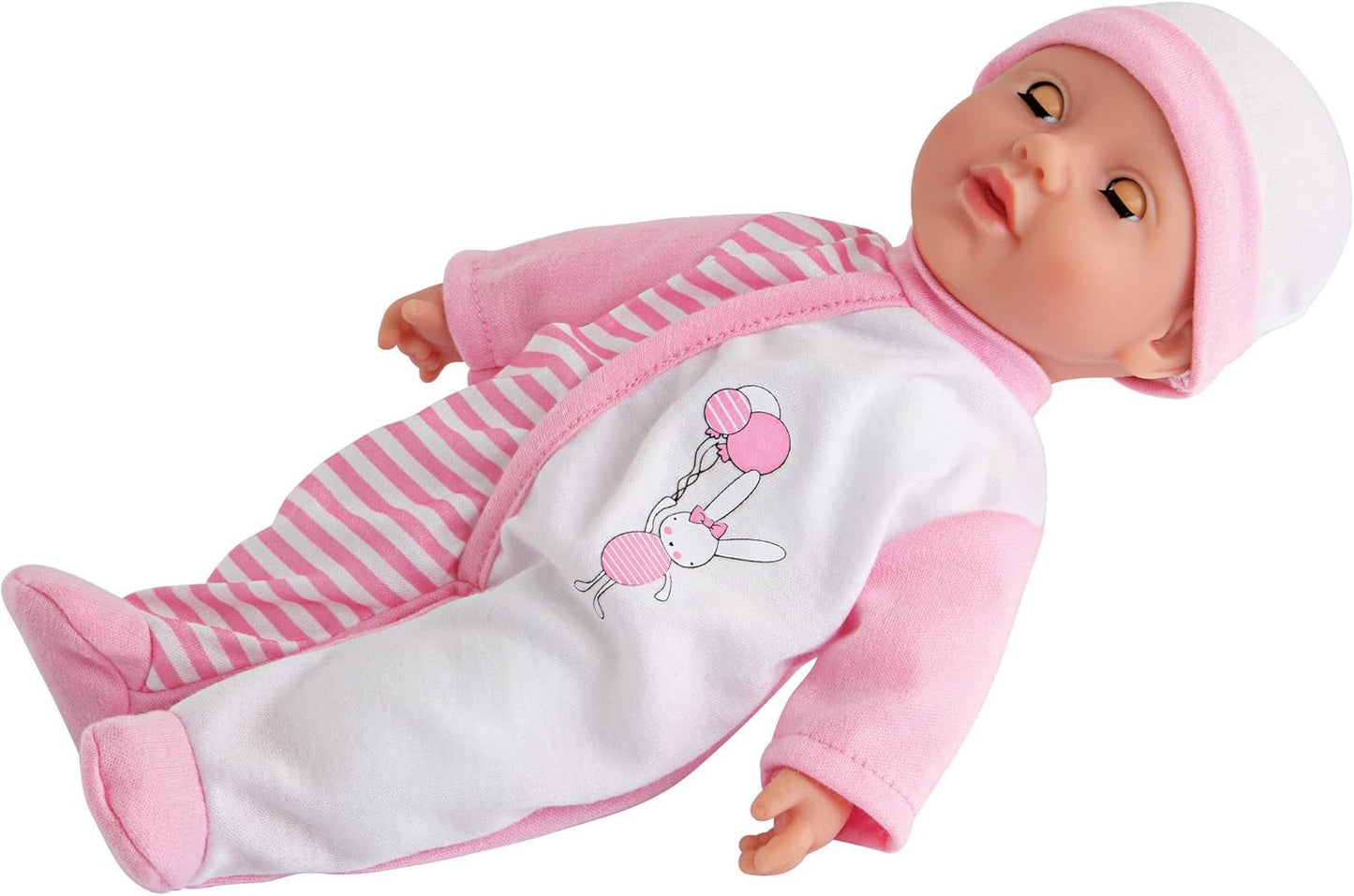 Simba 105140020 – My Love Baby Talk, Weichkörperpuppe mit Schlafaugen im süßen Overall, macht 24 Babygeräusche, 30 cm, Puppe für Kinder ab 2 Jahren