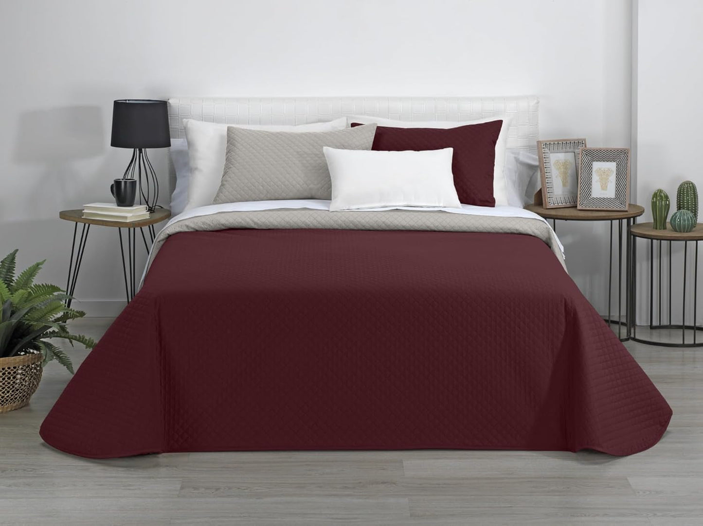 Estoralis | AVA | Wende-Boutique-Steppdecke | Für alle Jahreszeiten | Farbe - Rot/Beige | Für Bett 80/90 cm. Bett. (180 x 270 cm. Ancho X Alto) | Steppdecke Quilts und Quilts Naty Shop Standardtitel