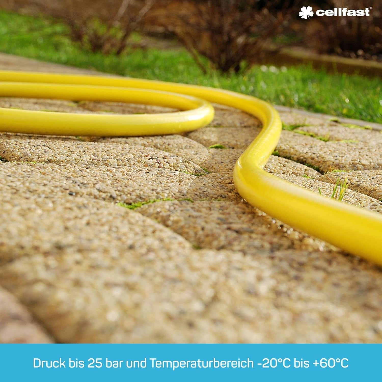 CELLFAST Gartenschlauch 3,4 Zoll 3-lagiger Wasserschlauch Garten Flexibler Bewässerungsschlauch mit langlebiger Drahtverstärkung UV-beständig Anti-Algen 25 Bar 50 Meter und mehr