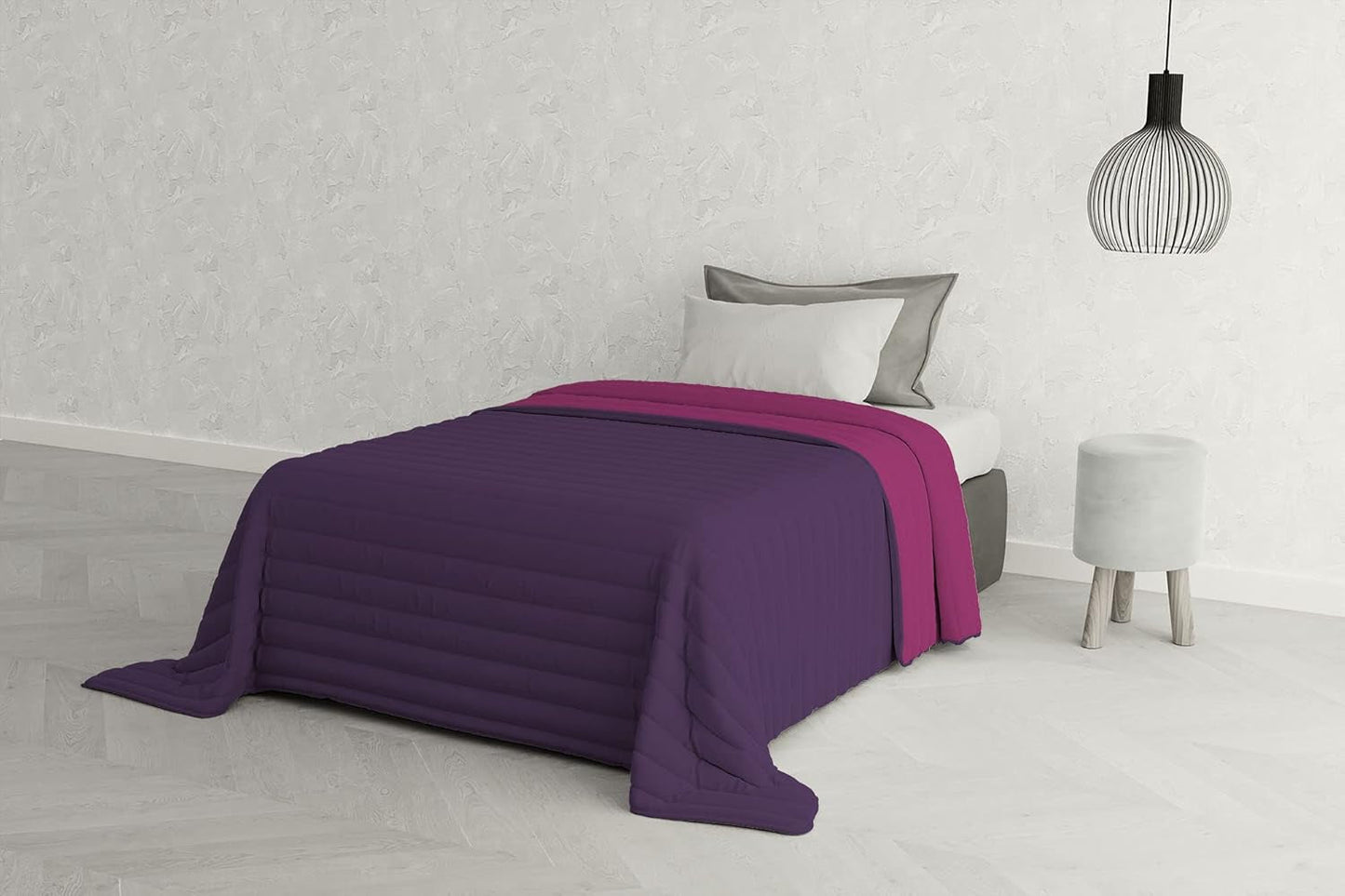 Italienische Bettwäsche Estivo Einzelbett, Leinen, Aqua, 170 x 270 cm Bettdecken und Steppdecken Naty Shop Viola/Fuchsia 170 x 270 cm