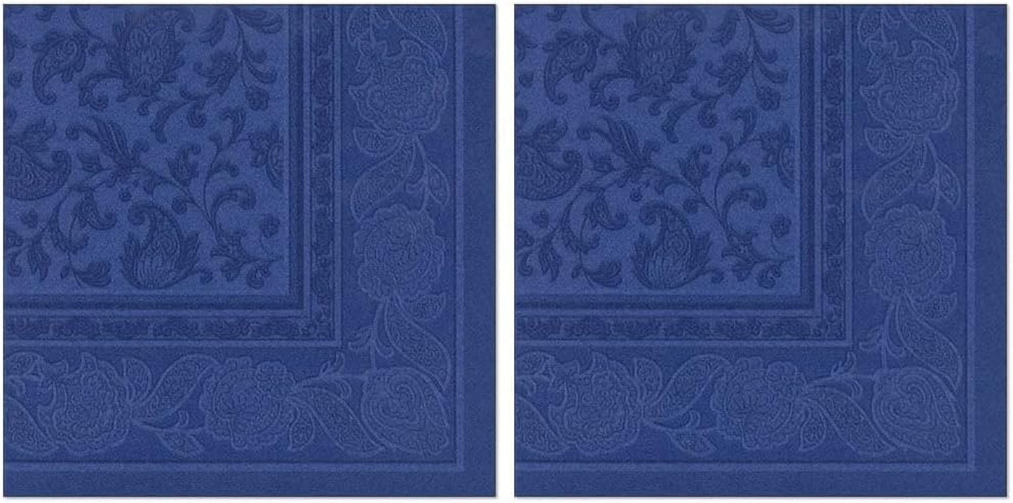 50 Servietten „ROYAL Collection“ 1/4 Falz 40 cm x 40 cm dunkelblau „Ornaments“