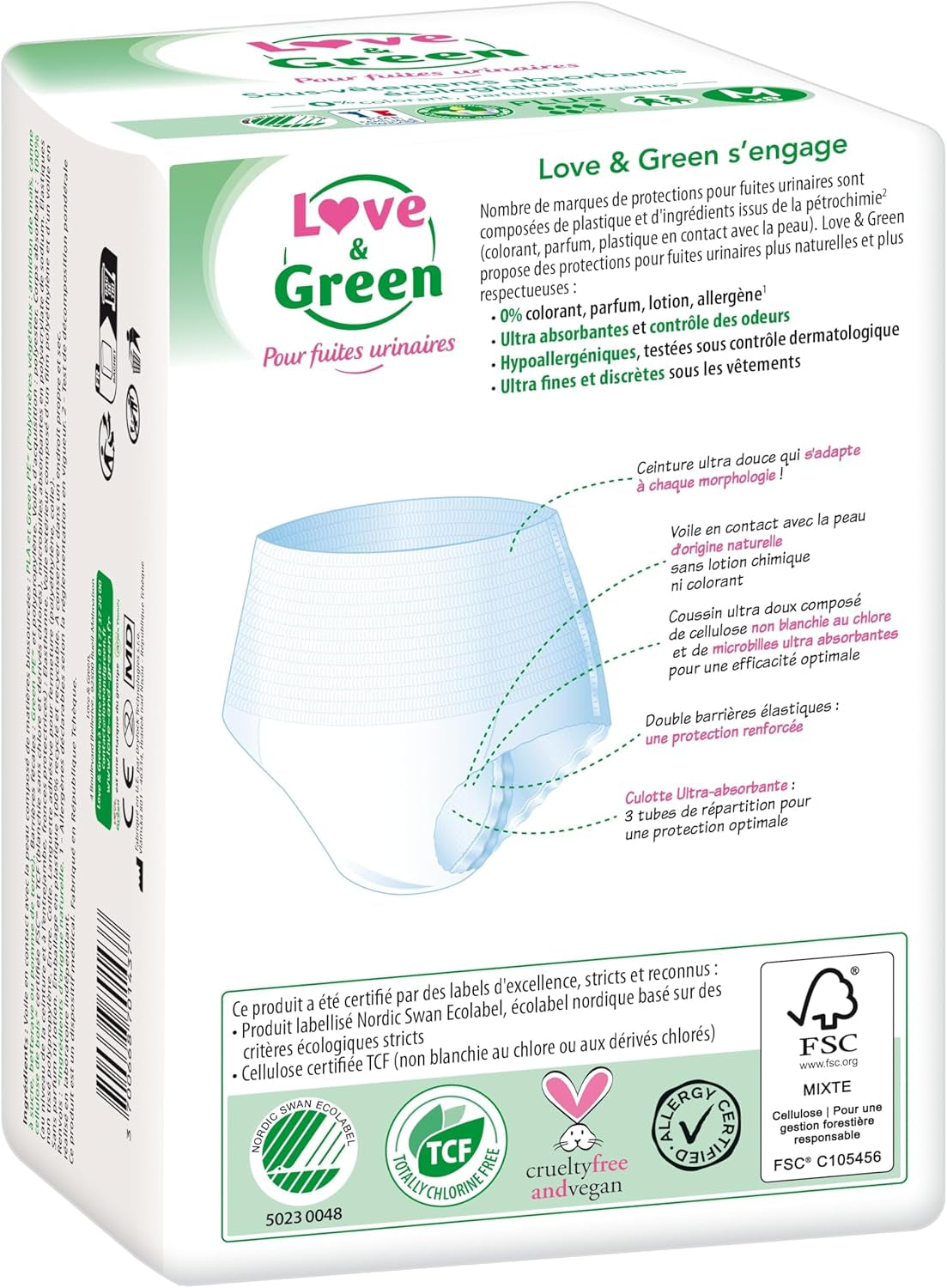 Hypoallergene und umweltfreundliche saugfähige Unterwäsche für Erwachsene, Größe M, 8 Stück