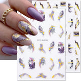 6 Blatt 3D Lila Schmetterling Nagelstickers Selbstklebend Nagelaufkleber Schmetterlinge Nail Sticker Bunte Blühen Marmor Nagel Aufkleber Regenbogen Welle Linien Nail Art Aufkleber Nageldesign Zubehör