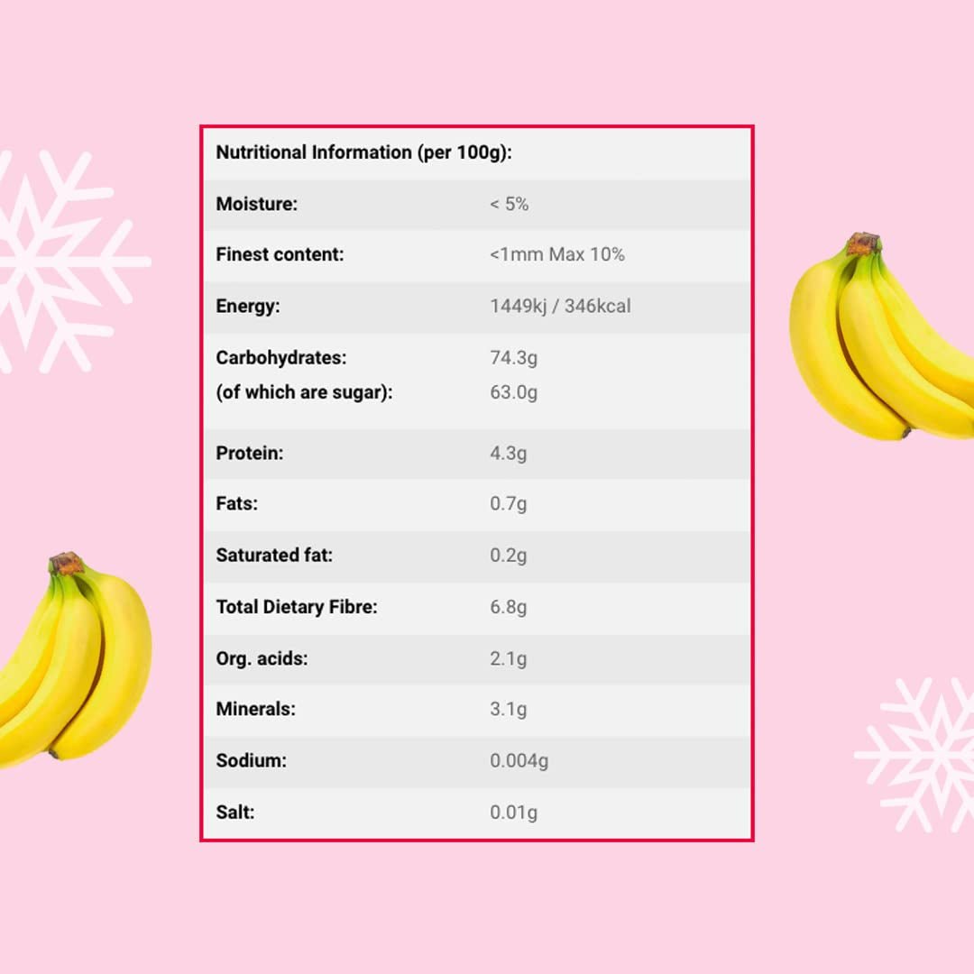 Gefriergetrocknete Bananenscheiben 100g - gefriergetrocknete Bananenchips - gefriergetrocknete Trockenfrüchte - getrocknete Bananenscheiben für Dekoration, Snacks, Smoothies und Desserts Dehydrierte Produkte Naty Shop