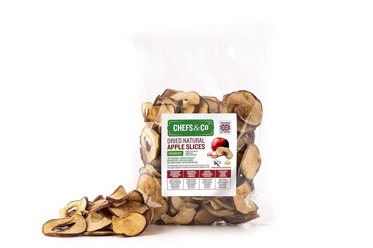 Getrocknete Apfelscheiben 250g | 100 % natürliche ganze Frucht | ohne Schale | ohne Samen | ohne Zusatzstoffe | ungeschwefelt | ohne Zuckerzusatz Naty Shop dehydrierte Produkte