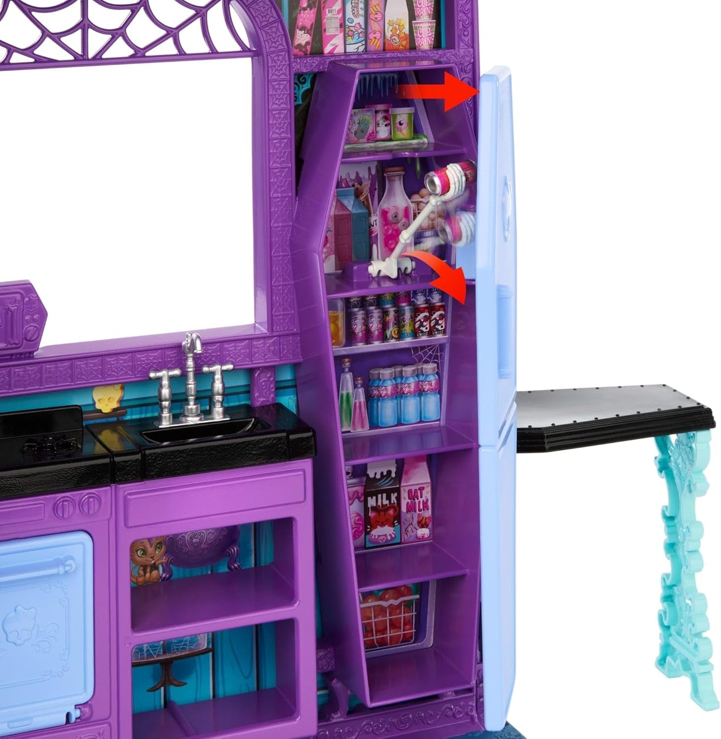 Monster High Buh-tique Hotel-Puppenhaus, faltbares Spielset mit gruseligen Überraschungen in jedem Zimmer und über 13 Spielsets, einschließlich Möbeln und Zubehör, JBF16