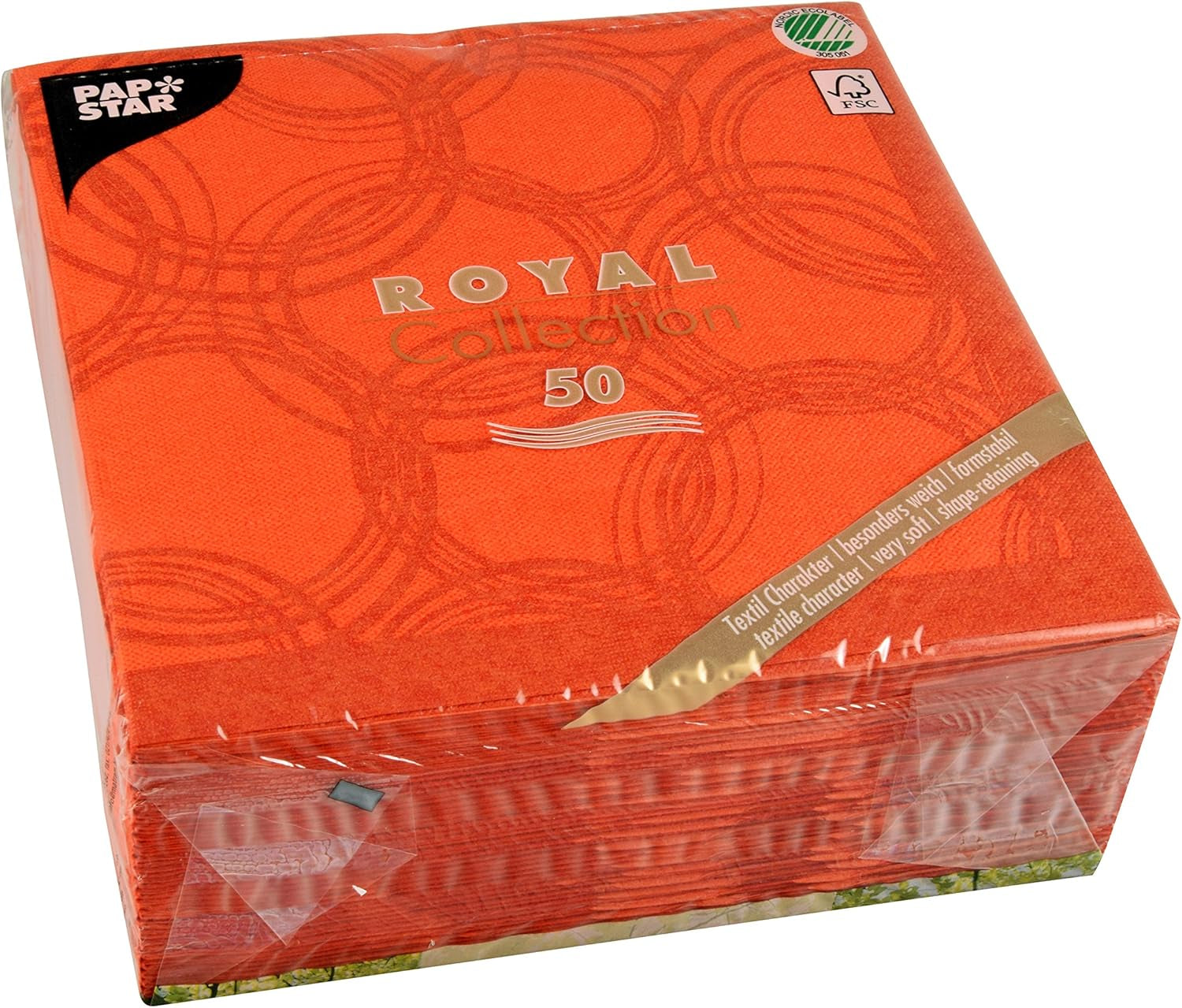 Papstar, 50 Servietten „ROYAL Collection“ 1/4 Falz 40 cm x 40 cm Nektarine „Bubbles“, #86494