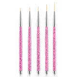 Sularpek Nail Art Liner Pinsel, 5 Stück Profi Detail Fine Nails Gel Nails Pinsel, Nagel Pinsel Dünn Für Beauty Frauen Nagelstudio (5 Größen, Rosa)