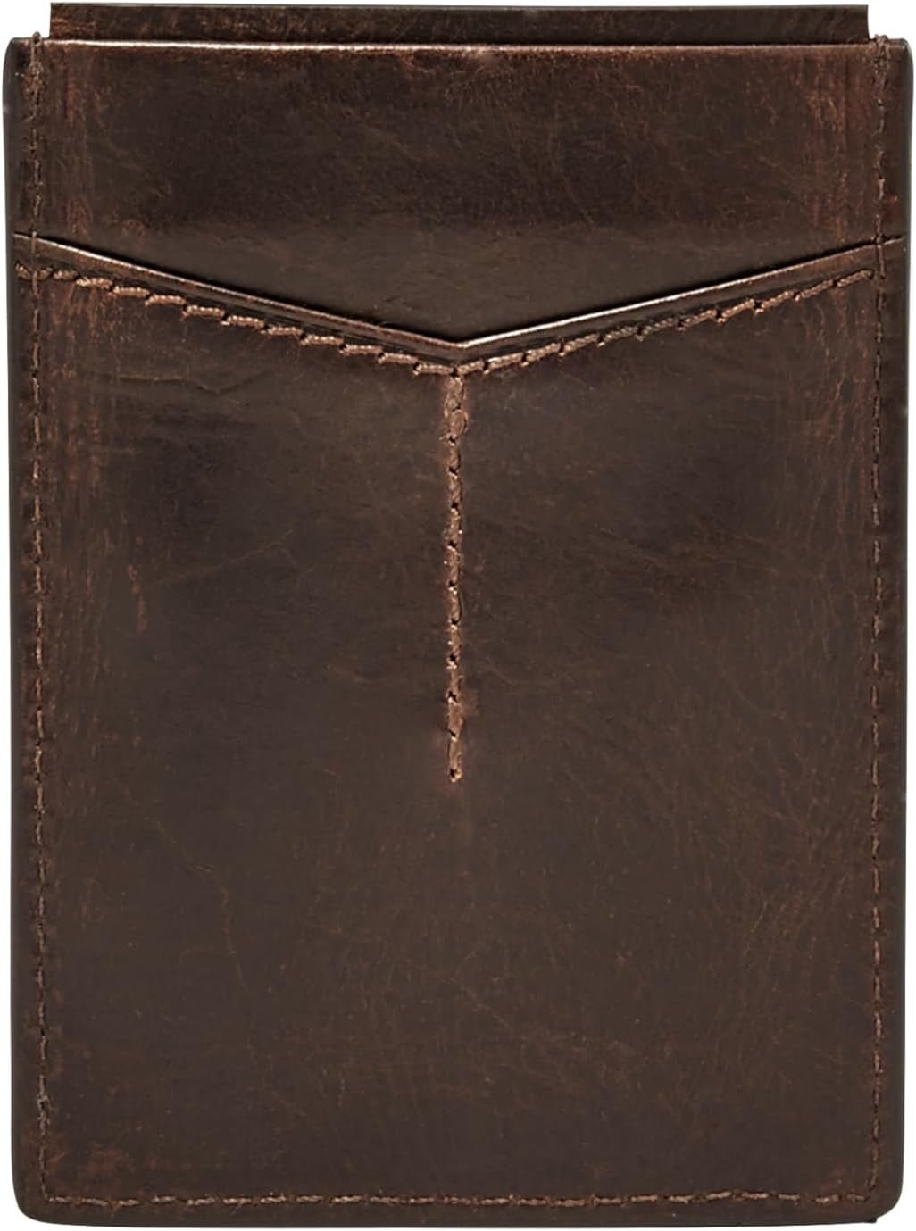 Fossil Herren Derrick Leder RFID-blockierendes magnetisches Kartenetui Walletderrick Wallet Herrenbrieftasche Naty Shop Derrick Dunkelbraun