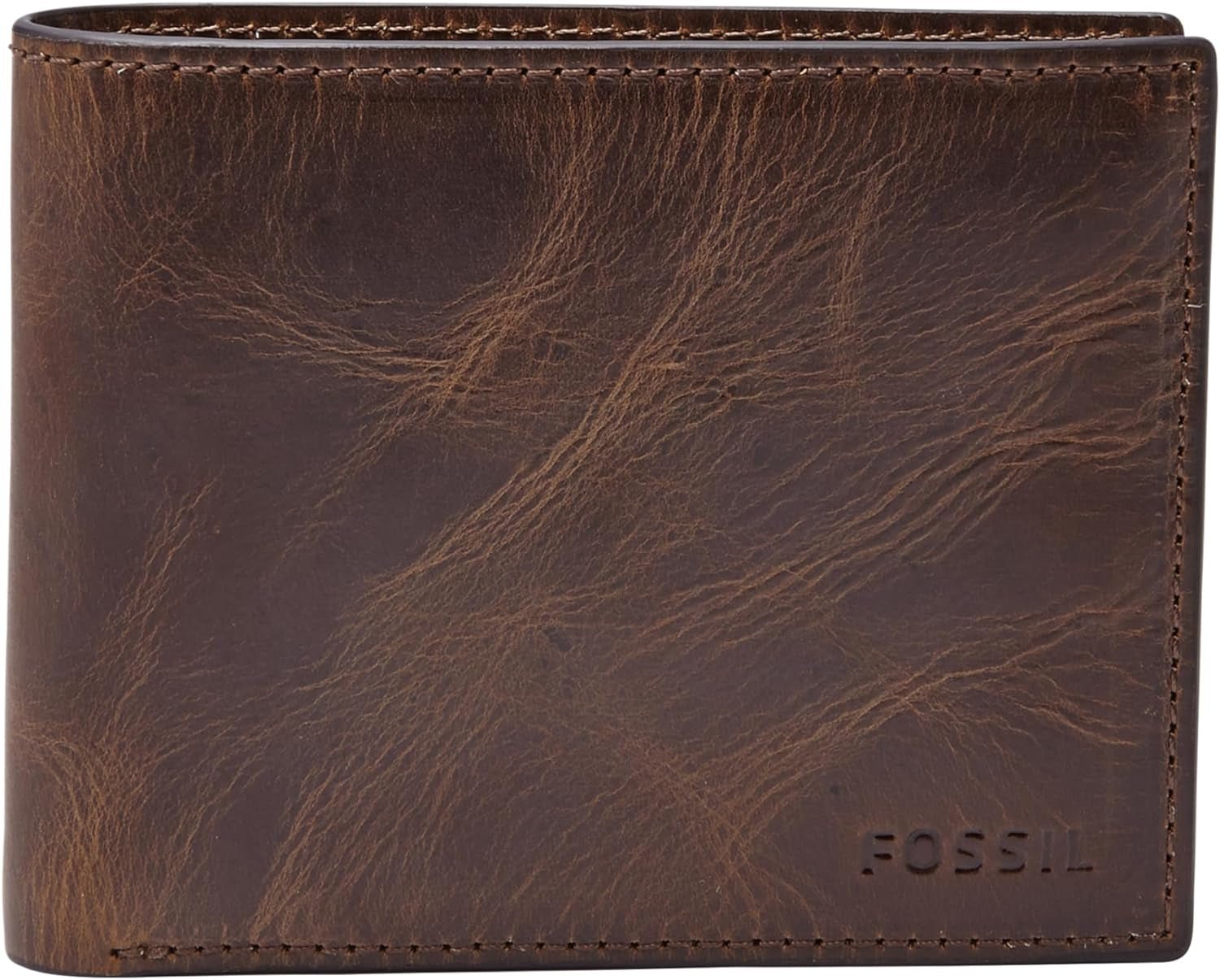 Fossil RFID Herren-Flip-Top-Geldbörse, Reisezubehör, faltbare Geldbörse, Naty Shop Herren-Geldbörse, Dunkelbraun, Einheitsgröße