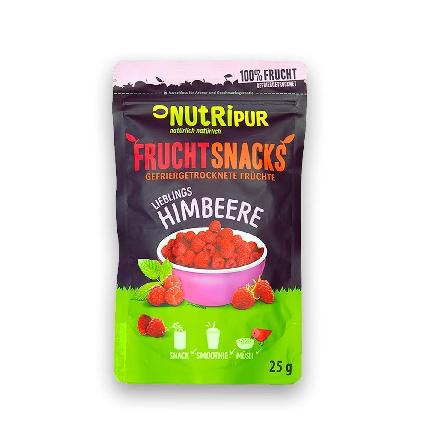 Gefriergetrocknete Früchte: 100g gefriergetrocknete Himbeeren für Smoothie-Bowls, Müsli, Porridge-Toppings – gefriergetrocknete Beeren ohne Zuckerzusatz – gefriergetrocknete Beeren – Früchte von NutriPur Dehydrierte Produkte Naty Shop Standardtitel