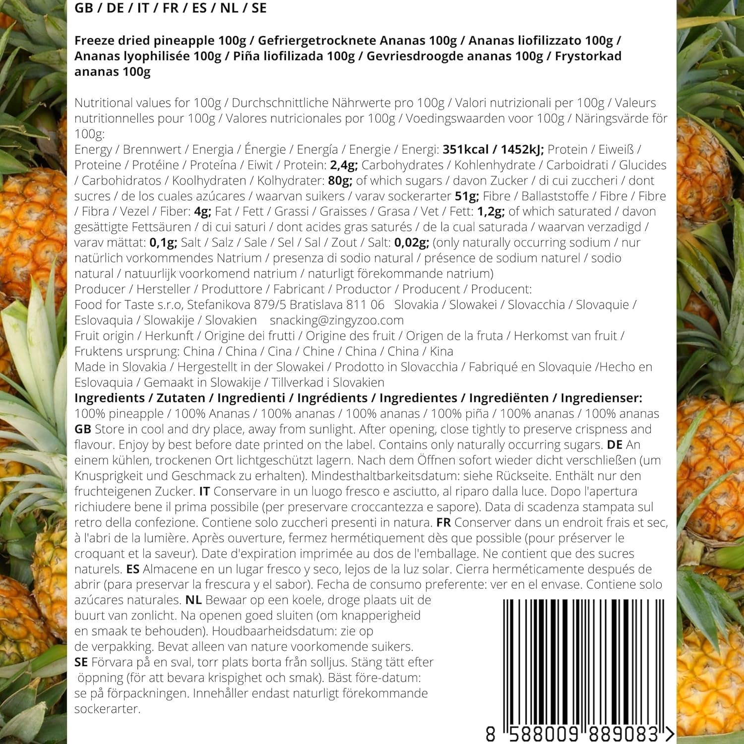 Gefriergetrocknete Früchte | Ananas 100 % reine gefriergetrocknete Frucht gefriergetrocknete Ananas | Gefriergetrocknete Früchte ohne Zuckerzusatz | Knusprige gefriergetrocknete Ananas - aromatisch - lecker ZingyZoo Dehydrierte Produkte Naty Shop