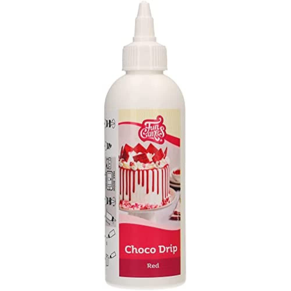 FunCakes Choco Drip Red: Köstlicher Geschmack, einfach zu verwenden, perfekt für Drip Cakes, Schokoladen-Drip-Geschmack. Wiederverschließbare Packung 180 g. Zuckerpaste Naty Shop Standardtitel