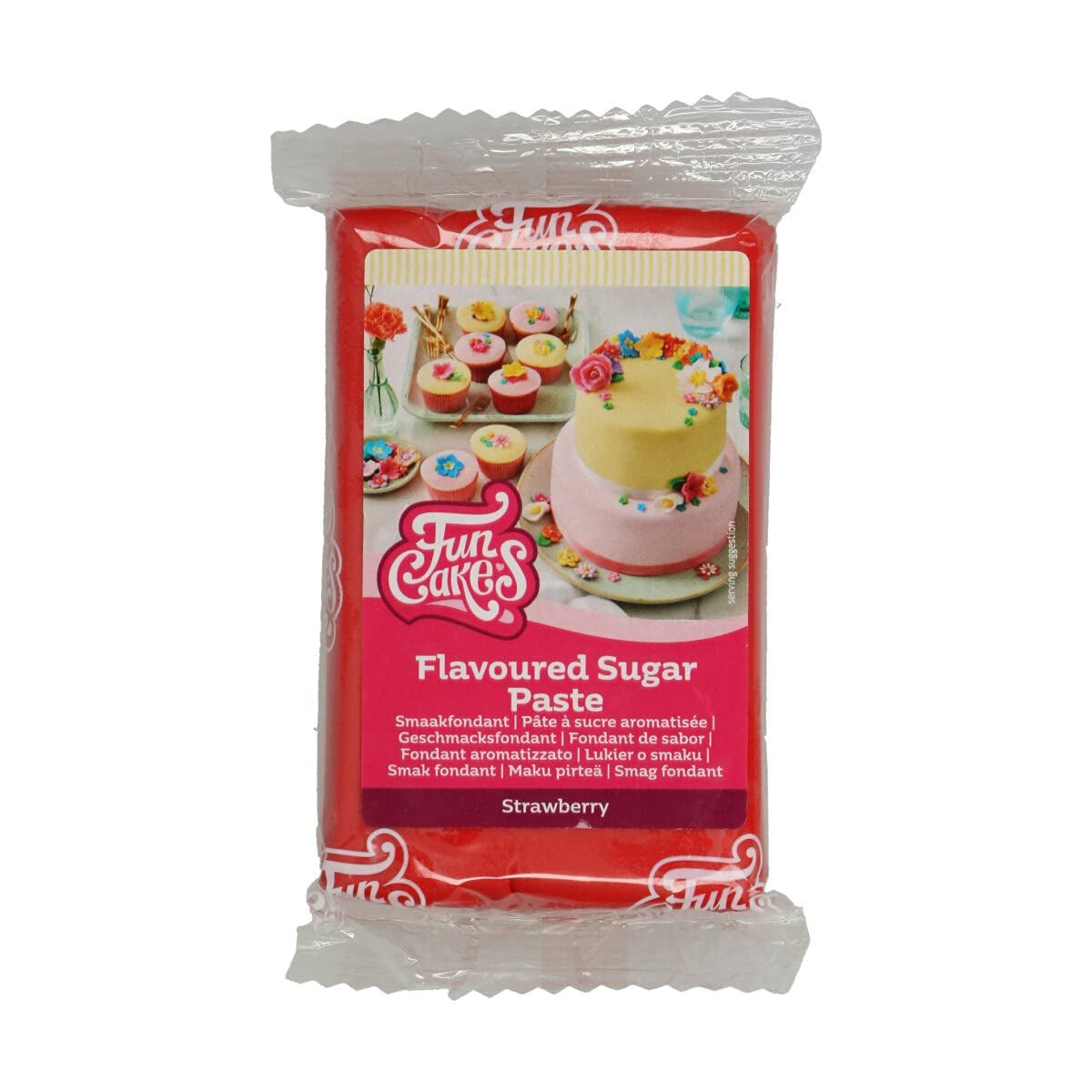 FunCakes Fondant mit Zitronengeschmack: Köstlicher Geschmack, glatte Textur, leicht zu verteilen, gerollter Fondant, perfekt für Kuchen, Cupcakes und Kekse. Halal, koscher und glutenfrei. 250 g (3er-Pack) Naty Shop Zuckerpaste 250 g Erdbeere