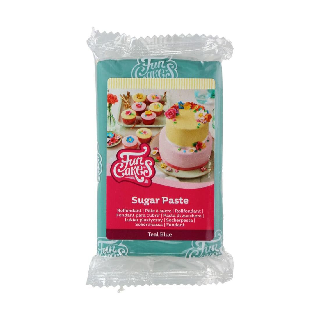 FunCakes Teal Blue Rollfondant, einfach zu verwenden, glatt, flexibel, weich und biegbar, perfekt zum Dekorieren von Kuchen, Halal, koscher, glutenfrei, 250 g Packung, Zuckerpaste, Naty Shop-Standardtitel