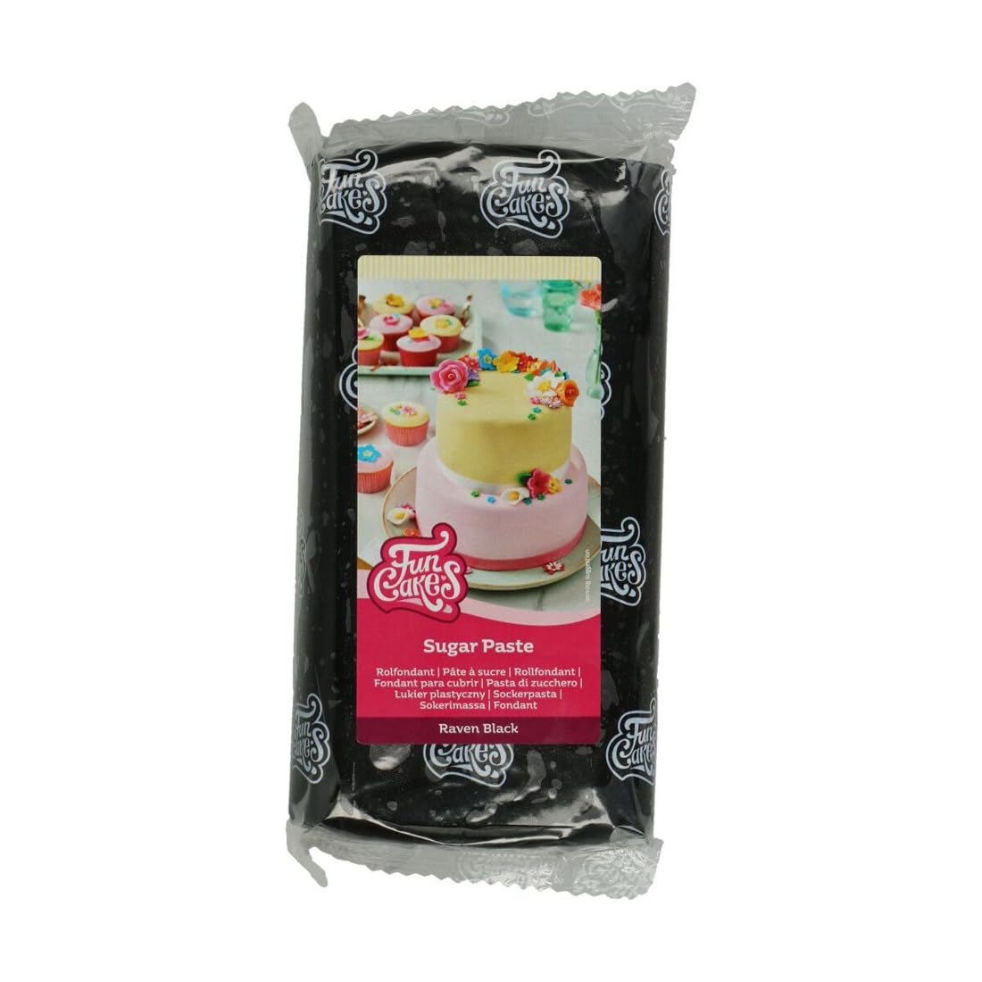 FunCakes Raven Black Rollfondant: Einfach zu verwenden, glatt, flexibel, weich und biegsam, perfekt zum Dekorieren von Kuchen, halal, koscher und glutenfrei. 1 kg (2er-Pack) Naty Shop Raven schwarze Zuckerpaste 1 kg