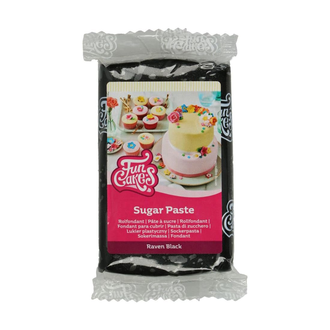 FunCakes Raven gerollter schwarzer Fondant: einfach zu verwenden, glatt, flexibel, weich und flexibel, perfekt zum Dekorieren von Kuchen, Halal, koscher und glutenfrei, 250 g Naty Shop Zuckerpaste Standardtitel