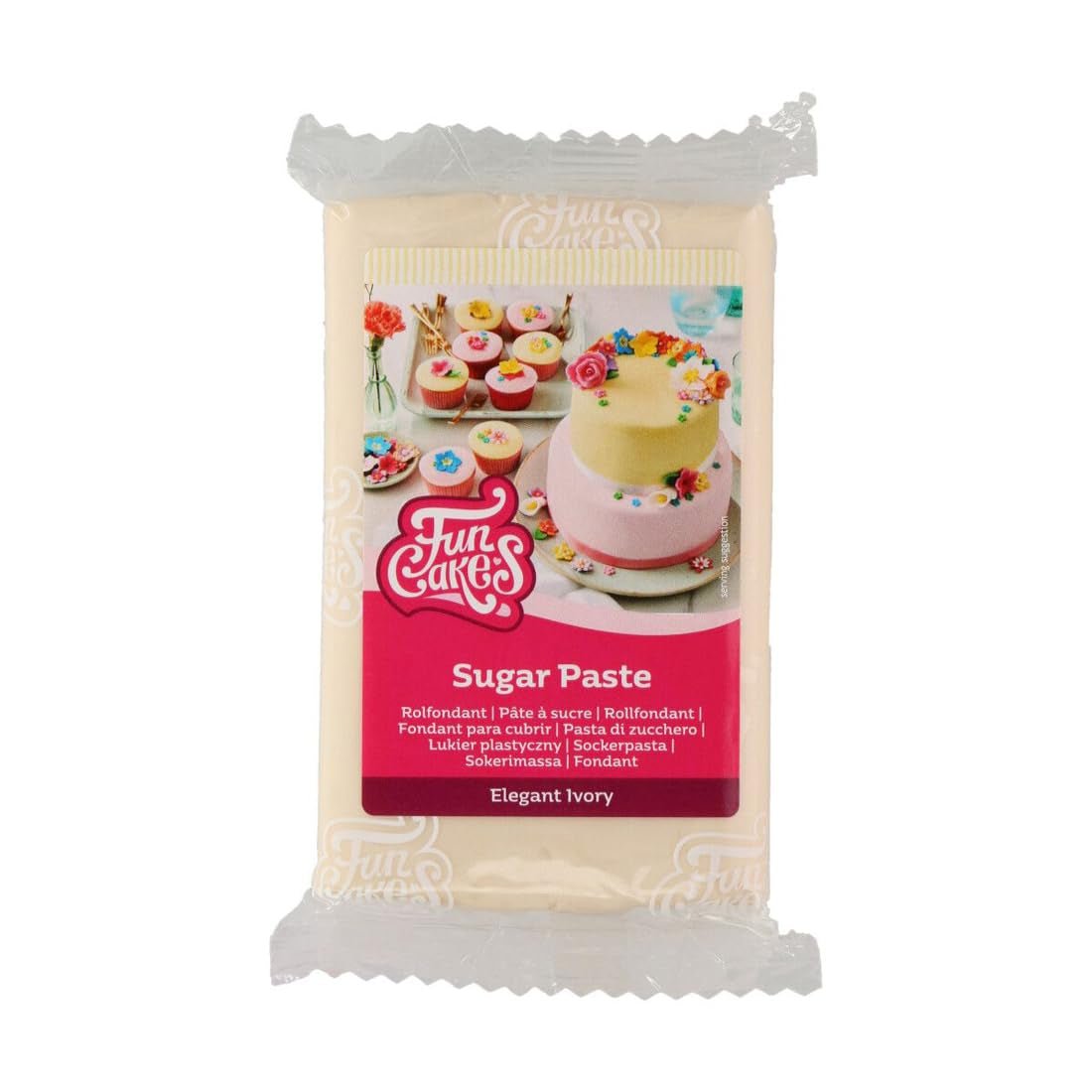 FunCakes Rollfondant Elegant Ivory: einfach zu verwenden, glatt, flexibel, weich und biegsam, perfekt zum Dekorieren von Kuchen, halal, koscher und glutenfrei, 250 g. Naty Shop Zuckerpaste 250 g