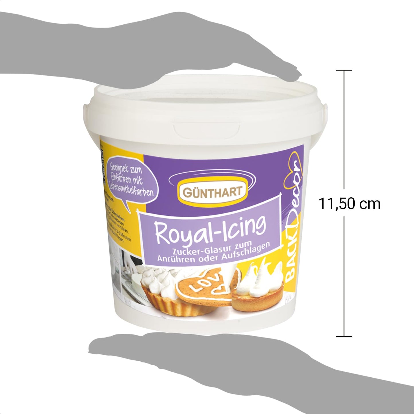Günthart BackDecor Royal Icing Eimer mit 300g Pulver zum Dekorieren von Gebäck oder als Überzug, 1 Packung (300g) Zuckerpaste Naty Shop