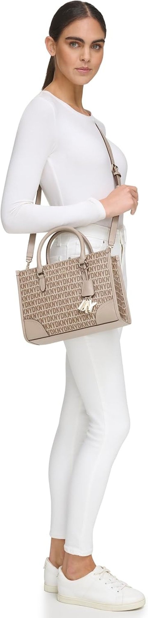 DKNY Damen Casual Tote Satchell, Chino/Toffee Damentaschen Naty Shop