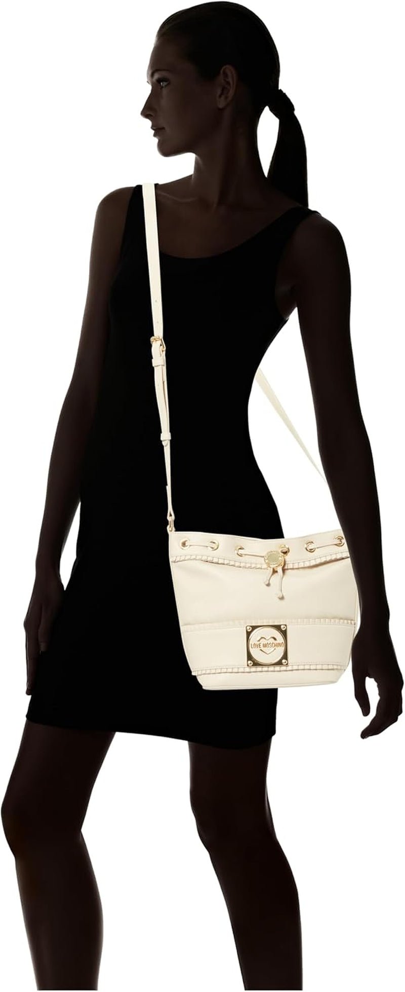 Love Moschino Damen-Umhängetasche, Elfenbeinfarbene Umhängetasche, Elfenbeinfarbene Damentaschen Naty Shop