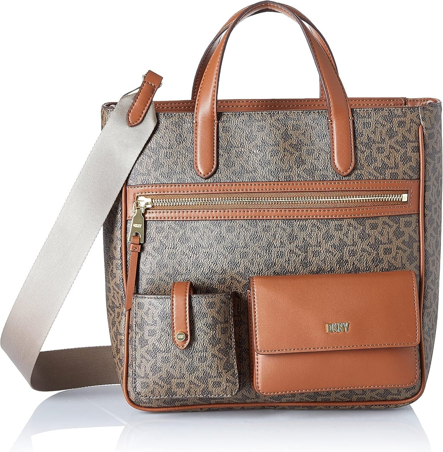 DKNY Damen Zyon Messenger Tote Bag, Mokka/Karamell, Einheitsgröße Taschen Damen Naty Shop Standardtitel