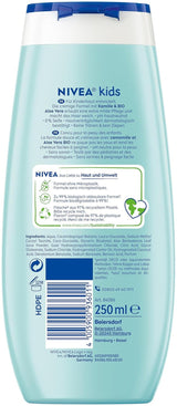 Duschgel, Shampoo und Spülung NIVEA KIDS 3in1, Pflege und Reinigung für Kinder mit zauberhaftem Apfelduft, extra milde, seifenfreie Pflege für Kinderhaare und -haut (250 ml) Kinder - Bade- und Hautpflege Naty Shop