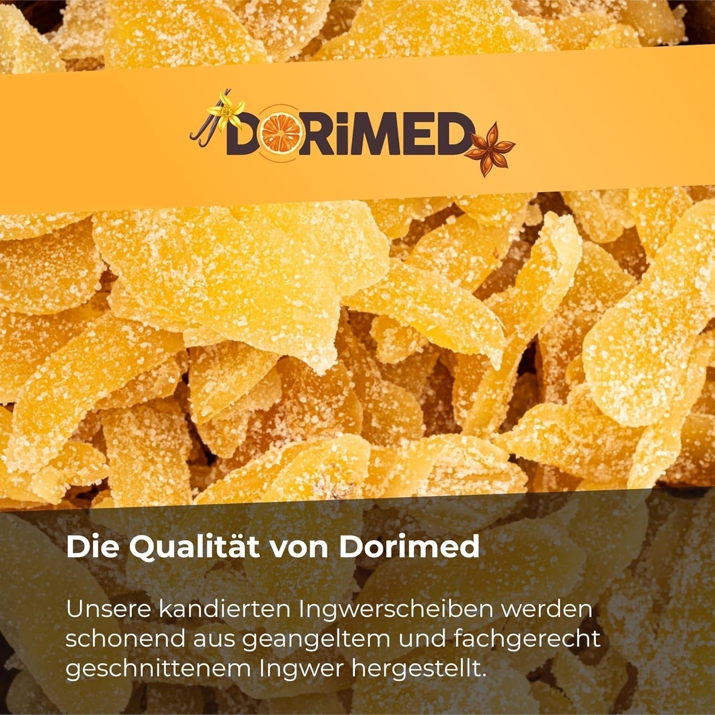 Kandierter Ingwer in Stücken 1 kg | Dehydrierte Trockenfrüchte Glasierte Ingwerscheiben | Geschnittener kandierter Ingwer | Gesüßte getrocknete Blätter | IDEAL für Rezepte | Vegetarier und Veganer. Naty Shop dehydrierte Produkte