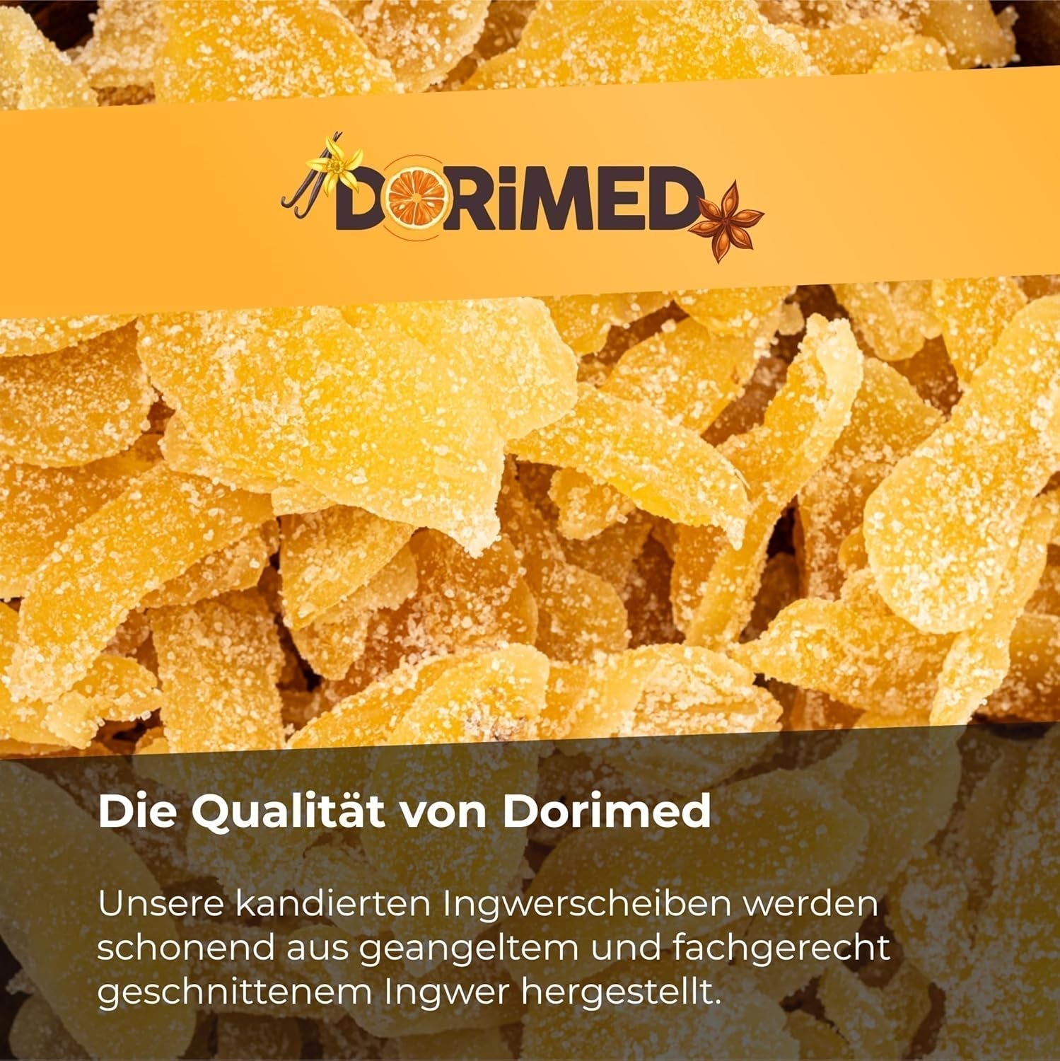 Kandierter Ingwer in Stücken 1 kg | Dehydrierte Trockenfrüchte Glasierte Ingwerscheiben | Geschnittener kandierter Ingwer | Gesüßte getrocknete Blätter | IDEAL für Rezepte | Vegetarier und Veganer. Naty Shop dehydrierte Produkte